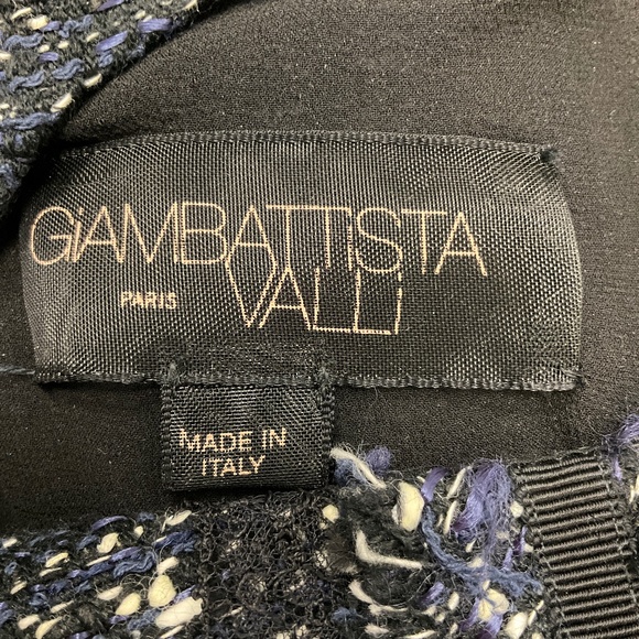 GIAMBATTISTA VALLI BLUE / WHITE / BLACK TWEED MIDI DRESS - Picture 4 of 5